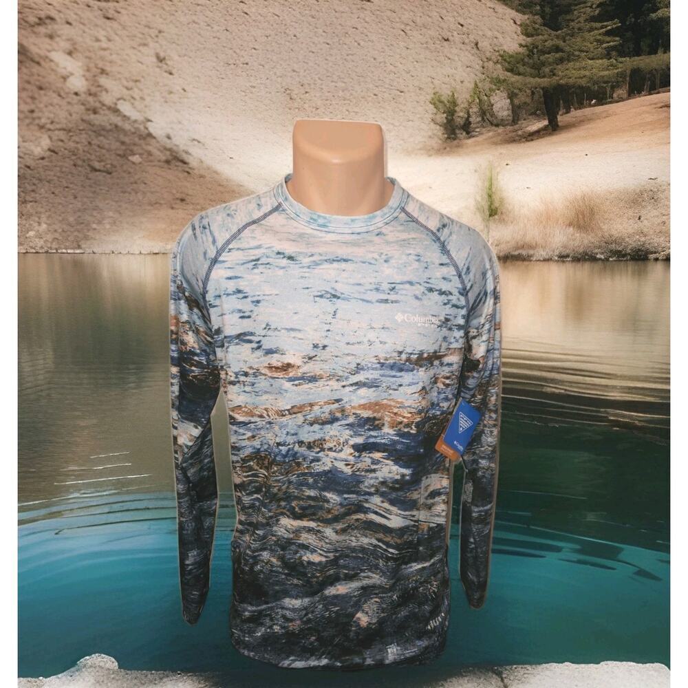 NWT! Columbia Men's Terminal Tackle PFG Triangle Shirt Deep-sea Fade XS